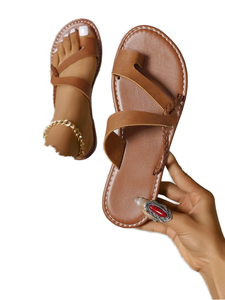 Sandali Estivi da <span class=keywords><strong>Donna</strong></span> Comodi a Piedi Nudi con Suola Piatta per Spiaggia, Suola <span class=keywords><strong>in</strong></span> <span class=keywords><strong>Vera</strong></span> <span class=keywords><strong>Pelle</strong></span> e Tomaia <span class=keywords><strong>in</strong></span> Tessuto Elasticizzato - Product Image 4