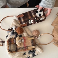 Coque de téléphone XP1450 à motif color block et animalier compatible avec iPhone 17/16 PRO, étui en peluche dessin animé pour iPhone 15/14P, nouveau design créatif