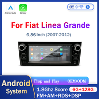 Radio con Reproductor de DVD para Auto Android de 6.86 Pulgadas para Fiat Grande Punto Linea 2007-2012, 12v, Compatible con Cámara de Reversa y Bluetooth