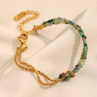 Pulseras de Moda para Mujer, Estilo Oficina/Trabajo, Acero Inoxidable, Chapado en Oro de 18K, Piedra Natural, Geométricas, Aniversario, Cadena Trenzada