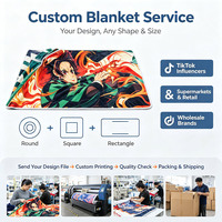 Selimut Lembut Mewah Motif Bunga Biru Hijau Blok, Selimut Custom dengan Logo untuk Ruang Tamu dan Kamar Tidur untuk Musim Dingin