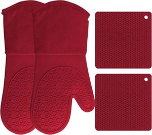 Custom Extra Large <b>Waterproof</b> <b>Silicone</b> Oven Mitt Set BBQ Glove Long Gloves for Cooking and Baking - Product Image 4