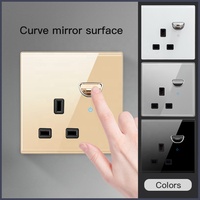 Interruptores de Pared de Cristal de 4 Canales con Panel de Cristal Dorado y 4 Botones de Sonrisa para Interruptores y Tomas de Corriente, de Fábrica China