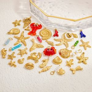 Pendentif en Acier Inoxydable Étanche Plaqué Or PVD 18K avec Breloques en Émail Coloré pour la Fabrication de Bracelets et Colliers DIY pour Femme - Product Image 6