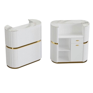 Kisen Spa Furniture Reception Counter Front <b>Desk</b> Table with White Marble on Top Size and Color Customizable - Product Image 3
