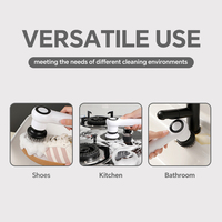 Nettoyeur rotatif sans fil 3-en-1 avec têtes de brosse remplaçables, brosse de nettoyage électrique portative rechargeable pour chaussures et carreaux