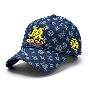 Luxury Jacquard Pattern Baseball Cap, <b>Navy</b> Blue with Gold Logo Embroidery, Casual Streetwear Sun <b>Hat</b> - Product Image 4