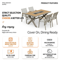 Ensemble de table de repas d'extérieur Meiqi avec barbecue électrique et au charbon de bois, table à thé et chaises pour villa, jardin, cour arrière, loisirs