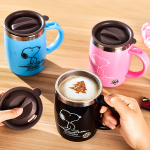 Mug à café Snoopys en acier inoxydable 304 avec couvercle en silicone, tasse à eau isolée anti-brûlure pour le bureau et la maison - Product Image 3