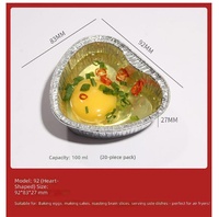 Moules de cuisson en aluminium de qualité alimentaire résistants à la chaleur, récipients jetables ronds et en forme de cœur pour la cuisson des œufs, des cupcakes et de la friture à l'air chaud