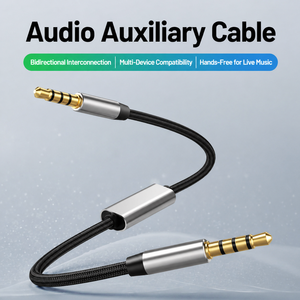 Cable de Audio de 3.5mm, Macho a Macho, Chapado en Oro, Cable Auxiliar Estéreo de Alta Fidelidad, Trenzado de Nailon, para Altavoces de Coche, Auriculares, iPhone, Tableta, Portátil - Product Image 1
