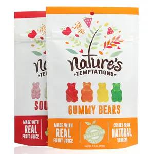Matte White Customized Logo Printing Gummy Bear Packaging Foil Inside Laminated Heat Seal Stand Up Zip Top Food Packaging Pouch