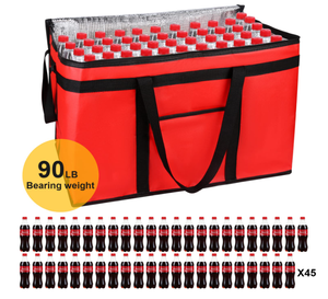 Red XXX-<span class=keywords><strong>Large</strong></span> Bolsa de asas de comestibles no tejida aislada Entrega de alimentos Catering Calentador de pizza para comidas calientes y frías - Product Image 2