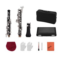 Professional Oboe C Key Semi-automatic Style Nickel-plated Keys Woodwind Instrument with Oboe Reed Gloves Leather Case Carry Bag