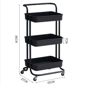 Chariot utilitaire à roulettes multifonctionnel à 3 niveaux avec grand espace de rangement et roues en métal, chariot de service pour la cuisine à domicile, chariot de rangement - Product Image 5
