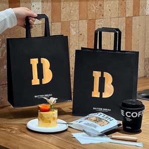 Bolsa de Papel Kraft Biodegradable Personalizada con Logotipo Estampado en Caliente para Panadería, Comida para Llevar, con Asas Planas - Product Image 1