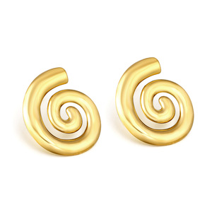 ต่างหูรูปทรงเกลียว โลหะชุบทอง เครื่องประดับแฟชั่นสำหรับผู้หญิง - Product Image 1