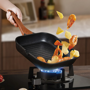 Poêle à frire rectangulaire antiadhésive en pierre Maifan 24 cm pour cuisson de steaks, nettoyage facile, lavage à la main uniquement - Product Image 1