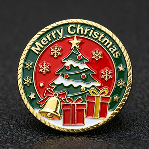 Monedas Decorativas para Festivales en Oferta, Monedas de Desafío de <span class=keywords><strong>Metal</strong></span> 3D Esmaltadas al por Mayor, Regalo de Árbol de Navidad, Moneda Personalizada de Navidad - Product Image 1