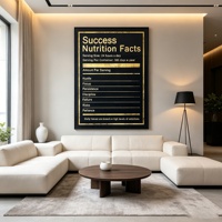 Affiches et impressions HomeDecor : Tableau « Succès : Valeurs Nutritionnelles » avec citation motivante, toile murale encadrée verticalement pour salon