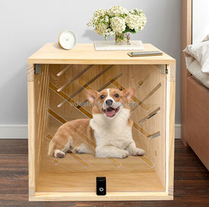 Casa de perro blanca moderna interior de madera con puerta acrílica Muebles para mascotas Perrera - Product Image 2