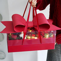 Boîte cadeau en carton recyclable avec lamination mate, doublée de papier sulfurisé, pour fleurs, fruits et gâteaux, transparente, pour mariage, vente en gros