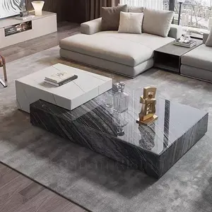 Set di tavolini da caffè di lusso personalizzati in pietra naturale mobili da soggiorno per Hotel nordici tavolino da caffè in marmo
