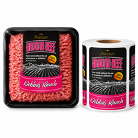 Étiquettes d'emballage pour viande en BOPP imperméables, impression personnalisée, adhésives, qualité congélation, en rouleau, pour produits alimentaires congelés