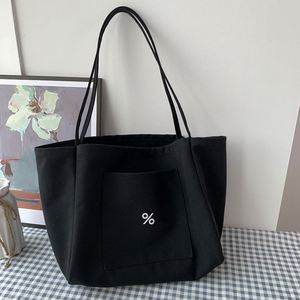 Bolsa de Lona Nueva para Mujer, de un Solo Hombro, Simple, de Gran Capacidad, para Estudiantes, de Tela Gruesa - Product Image 4