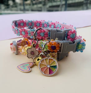 <span class=keywords><strong>Collar</strong></span> floral ajustable para mascotas con dijes de corazón y frutas, perfecto para mascotas pequeñas - Product Image 6