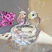 Ornement de couple d'oiseaux en cristal rose artisanal pour le commerce extérieur, décoration créative et mignonne pour nid d'oiseau, motif quadrillé pour entrée de salon