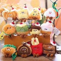 Seri Kue Teh Sore yang Lucu, Gantungan Kunci Boneka Plush Hamburger Kentang Goreng, Gantungan Tas Dessert, Gantungan Kunci Boneka