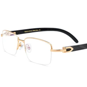 2023 Designer Moda Buffalo Horn Óculos Prescrição Buffs Óculos Frames Luxo Rimless Square Optical Eyewear