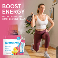 WELLBODY Poudre d'électrolytes à la pastèque, 30 sachets - Sans sucre, 16 vitamines et minéraux, mélange de boisson hydratante édulcoré à la stévia