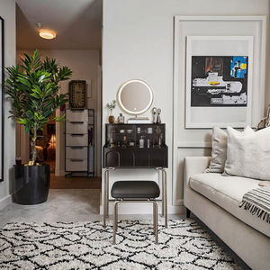 Table de toilette blanche moderne de petite taille tabouret miroir éclairé chaise panneau de bois pour cosmétiques pour <span class=keywords><strong>filles</strong></span> chambre à coucher meubles de maison - Product Image 3