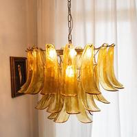 Lustre LED vintage en verre brumeux, style rétro de luxe, éclairage de plafond à spectre complet pour la protection des yeux, style américain
