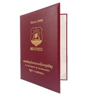 Porte-diplôme personnalisé en similicuir grainé A4 pour 2 diplômes
