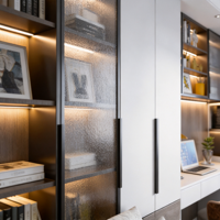 Ensemble de chambre à coucher moderne multifonctionnel en bois tatami, bureau, armoires en verre LED, armoire, meubles sur mesure pour économiser de l'espace, pour usage hôtelier