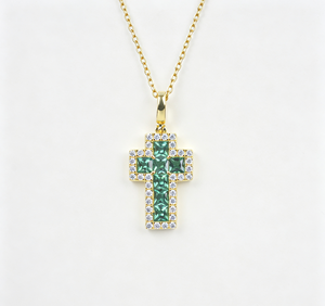Collier pendentif croix en cristal taille émeraude 925 pour femme, bijoux haut de gamme - Product Image 2