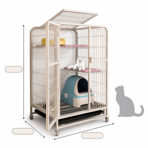Villa de luxe multi-niveaux pour chats et lapins - <span class=keywords><strong>Cage</strong></span> intérieure solide en forme de triangle avec options multicolores - Product Image 1