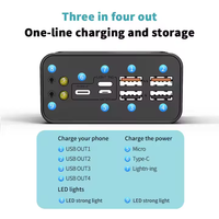 Banques d'alimentation 50000mAh LOGO OEM Double lumière LED Banque d'alimentation Haute capacité Batterie de secours Chargeur avec quatre ports USB de charge
