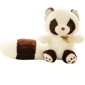 Precio de fábrica personalizado 28cm-48cm lindo oso Peluche juguete mapache animales de peluche muñeco de peluche cola larga mapache abrazo cojín