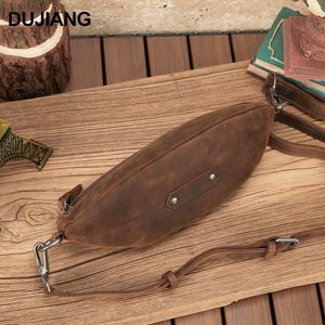 Bolso de Pecho de Cuero Crazy Horse Dujiang, Bolso Cruzado Retro de Piel de Vacuno de Primera Calidad para Hombre, Moderno y Casual para Viajes - Product Image 2