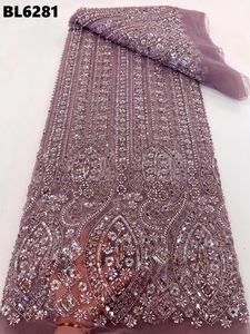 Abito da sposa reale europeo pesante fatto a mano ricamo con perline in pizzo da sposa tessuto con perline con paillettes francesi per spagna - Product Image 3