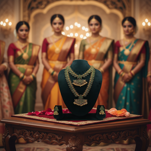Buy Traditional Tempal Necklace Jewellery <b>Set</b> with Matching Earrings For Women and Girls By Exporters - Product Image 2