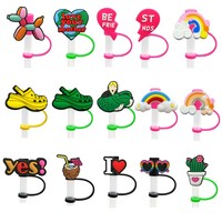 Accessoires de bar jetables en PVC, motifs 2D de dessins animés, en forme de cœur et de lettre, couvre-pailles, vente en gros personnalisée, échantillon gratuit