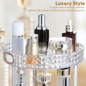 Factory Hot Sale Modern Square Diamond Cosmetic Storage Display Case Transparent 360 Rotating Acrylic <b>Makeup</b> Organizer - Product Image 5