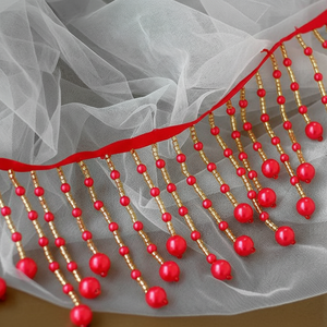 Elegante Adorno de Perlas, Borla Colgante de Color Marfil con Cuentas, Adorno de Flecos Tubulares para Disfraces de Fiesta, Decoración con Forma de Lámpara para el Hogar - Product Image 1