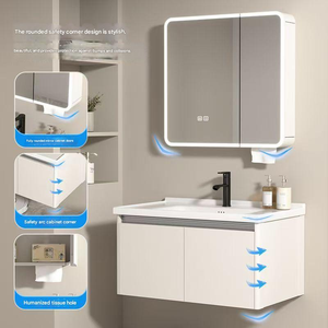 Moderne Personnalisable Haute Qualité Rock Panel LED Miroir Salle De Bains Lavabo Armoire Hôtel Coin Triangle Miroir Armoire Vanité Combo - Product Image 5