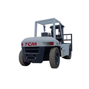 Montacargas Diésel Usado TCM FD100, Mástil de Dos Etapas, Desplazador Lateral Hidráulico, Motor Isuzu, Neumáticos Sólidos, 2T-10T, Alta Calidad, Buen Precio - Product Image 1
